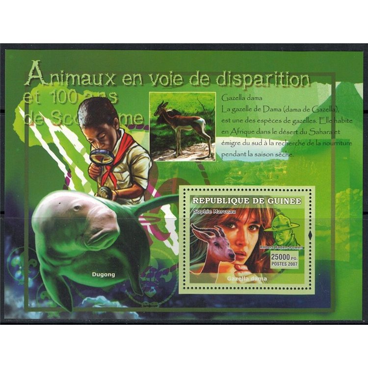 GUINEA 2007 Animals in danger of extinction (Sophie Marceau) s/s MNH**