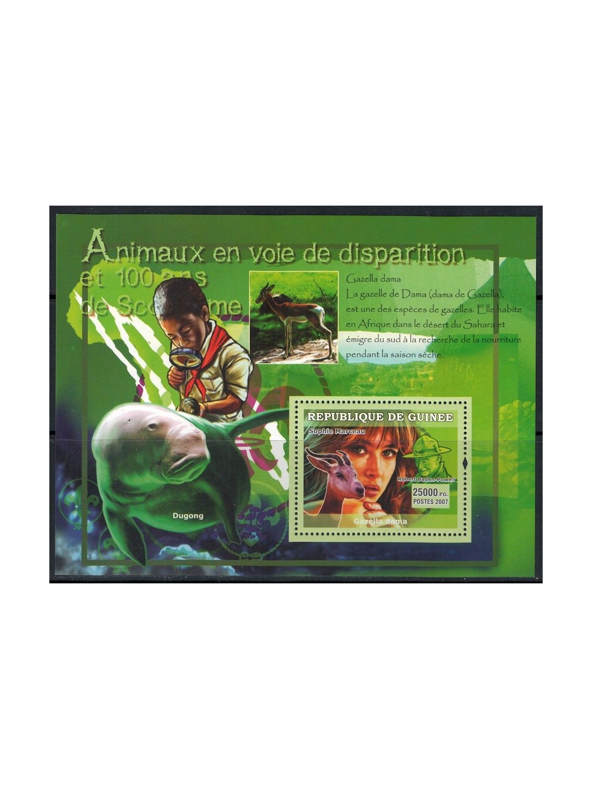 GUINEA 2007 Animali in via d'estinzione (Sophie Marceau) BF MNH**