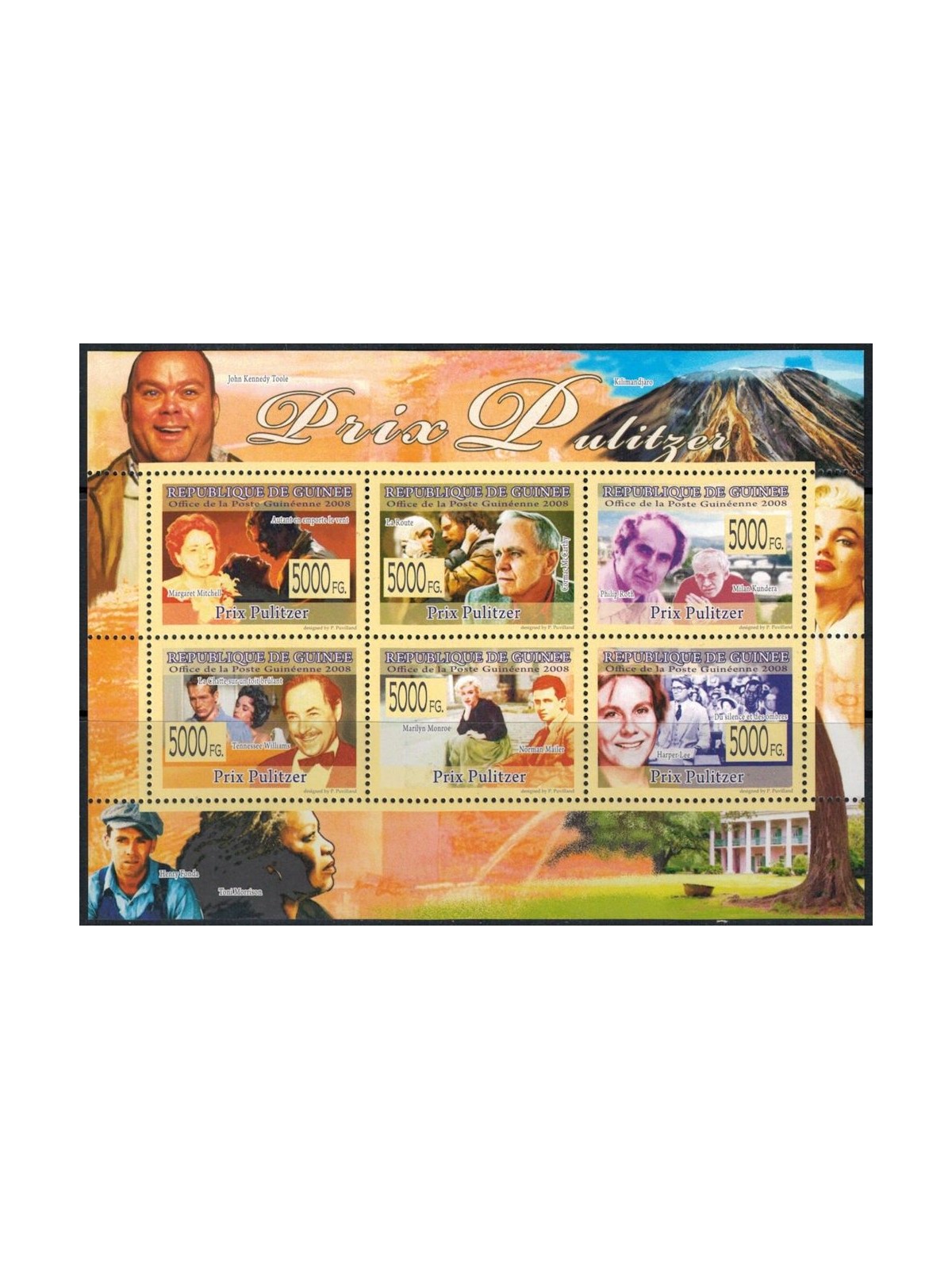 GUINEA 2008 Letteratura (Premio Pulitzer) 6v MNH**