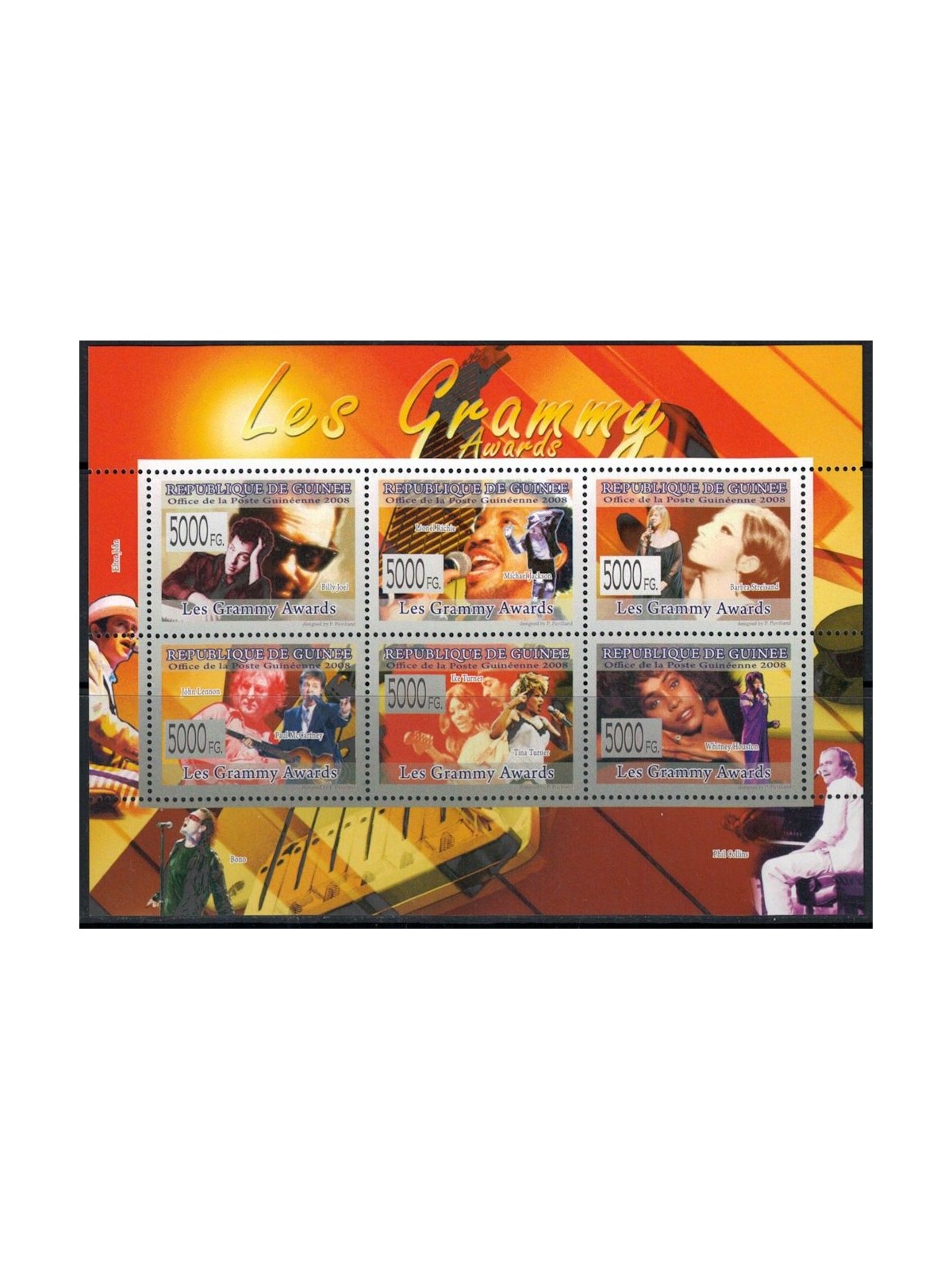GUINEA 2008 Music (Grammy Awards) 6v MNH**