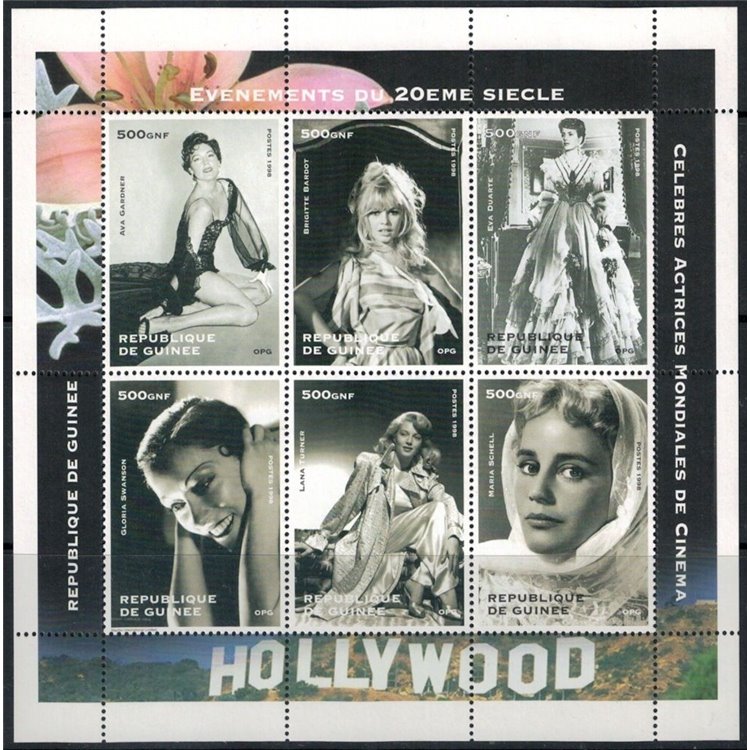 GUINEA 1998 Events of the 20th Century (Famous Actresses) 6v MNH**