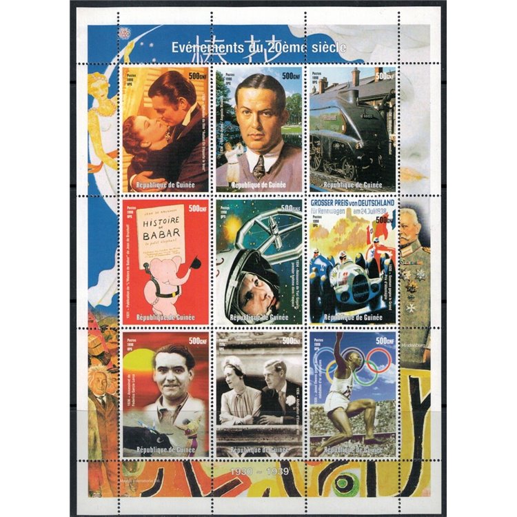 GUINEA 1998 Events of the 20th century (1930-39) 9v MNH**