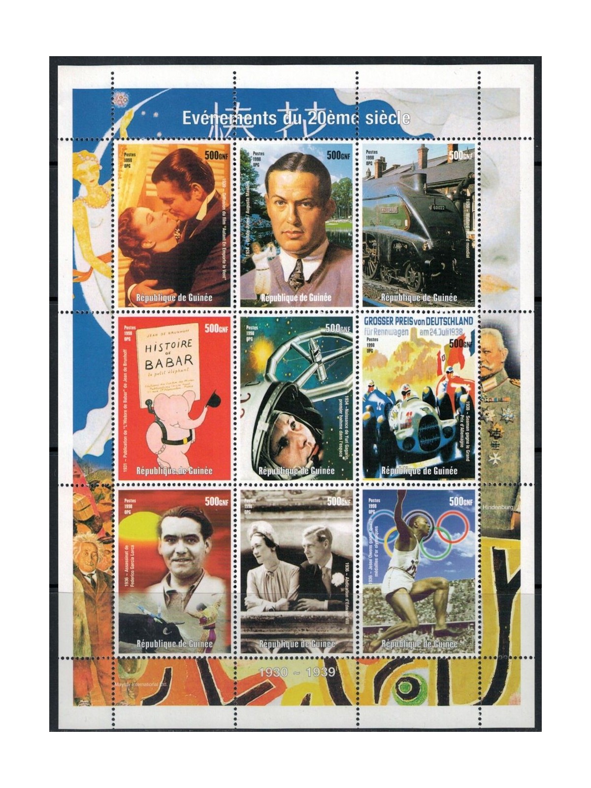 GUINEA 1998 Avvenimenti del 20° secolo (1930-39) 9v MNH**