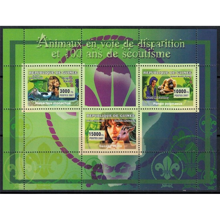 GUINEA 2007 Endangered Animals 3v MNH**