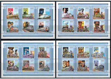 GUINEA 2001 Cinema and Trains (Films and Locomotives) 24v MNH**