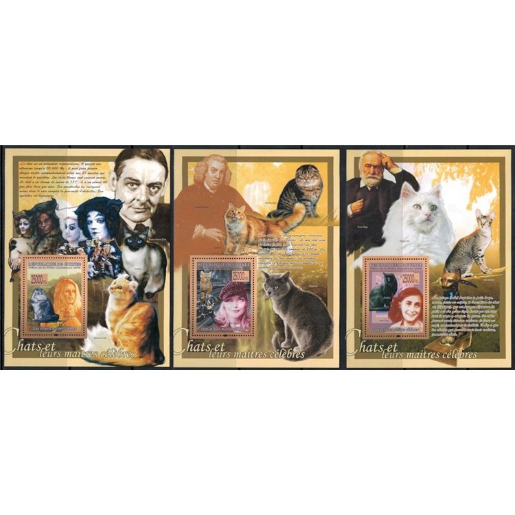 GUINEA 2008 Wildlife, cats 3 s/s MNH**