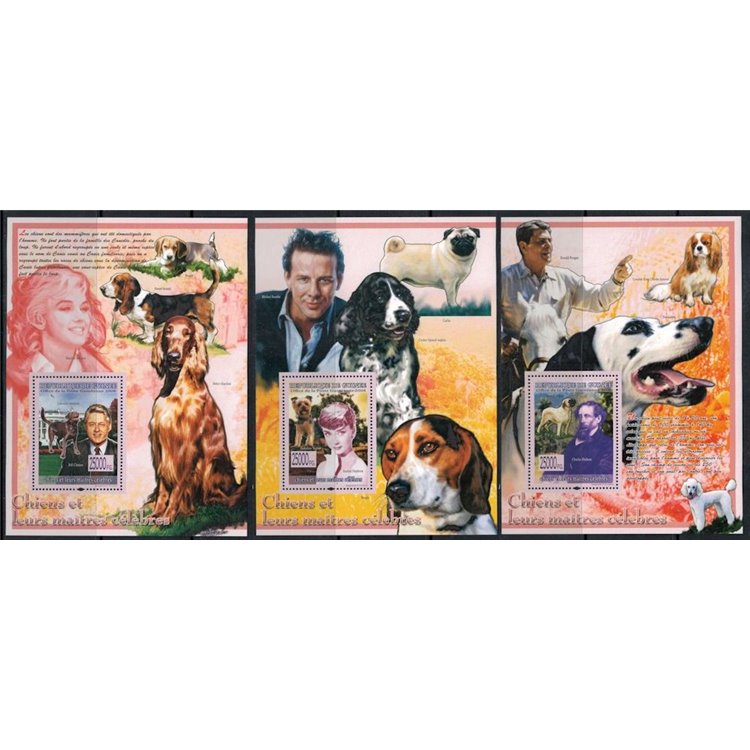 GUINEA 2008 Wildlife, dogs 3 s/s MNH**