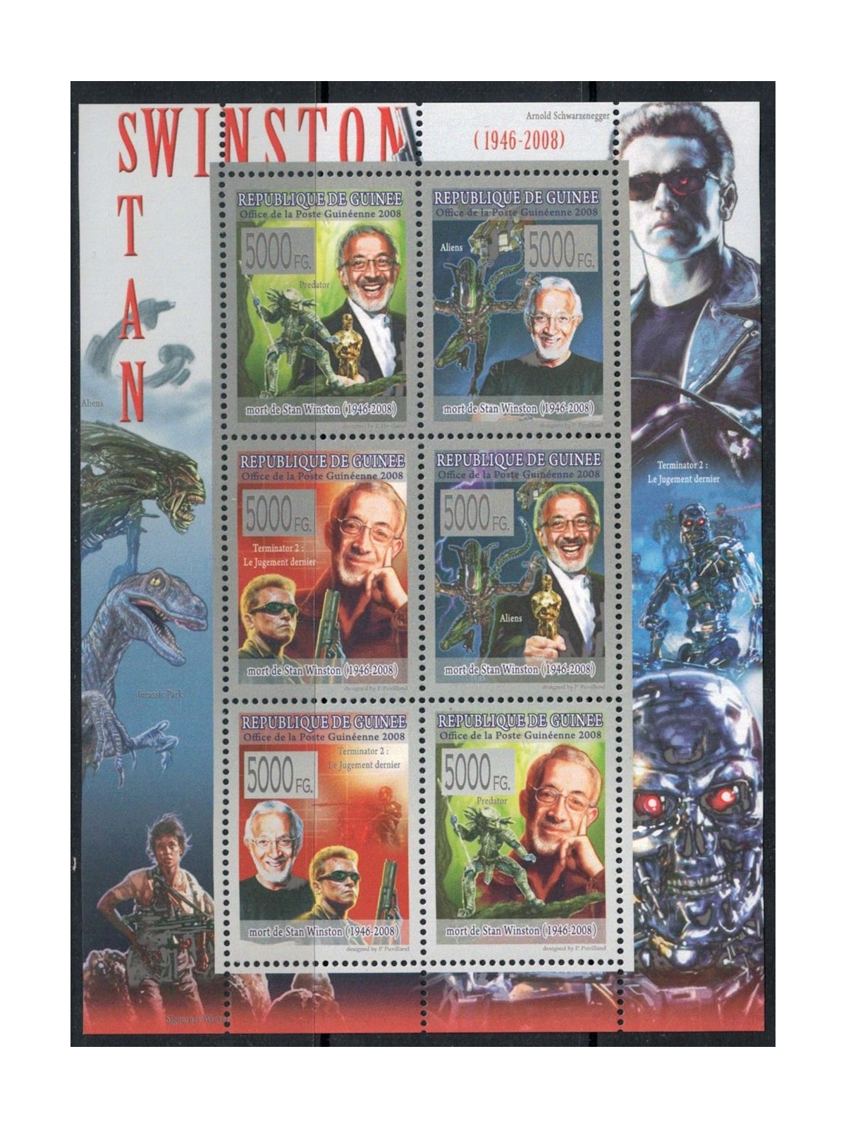 GUINEA 2008 Personalities (Stan Winston) 6v MNH**