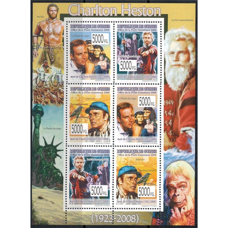 GUINEA 2008 Personalità (Charlton Heston) 6v MNH**