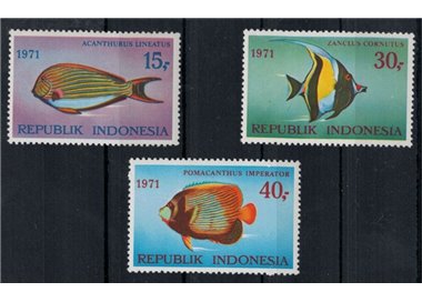 INDONESIA 1971 Marine fauna (Fish) 3v MNH**