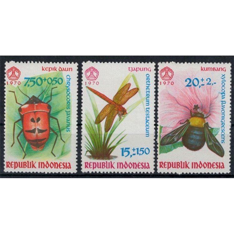 INDONESIA 1970 Insects 3v MNH**