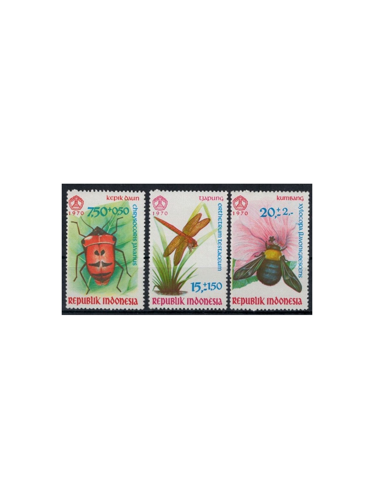 INDONESIA 1970 Insects 3v MNH**