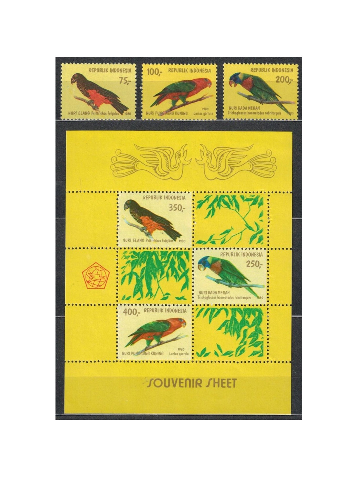 INDONESIA 1980 Fauna (Uccelli) 3v + 1 BF MNH**