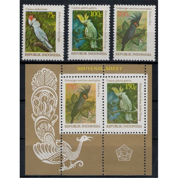 INDONESIA 1981 Fauna (Birds) 3v + 1 s/s MNH**