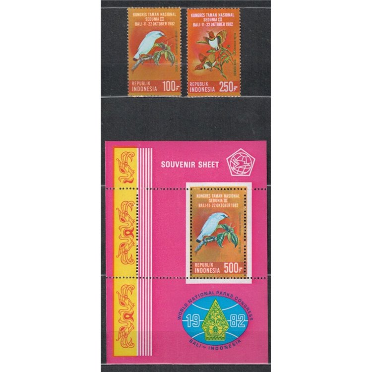 INDONESIA 1982 Fauna (Birds) 2v + 1 s/s MNH**