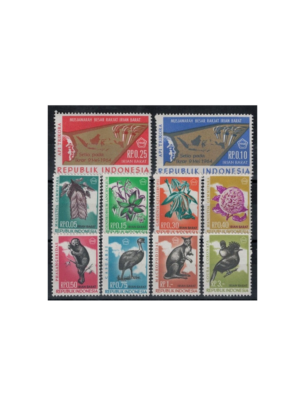 INDONESIA (IRIAN BARAT) 1968 Flora and fauna 10v MNH**