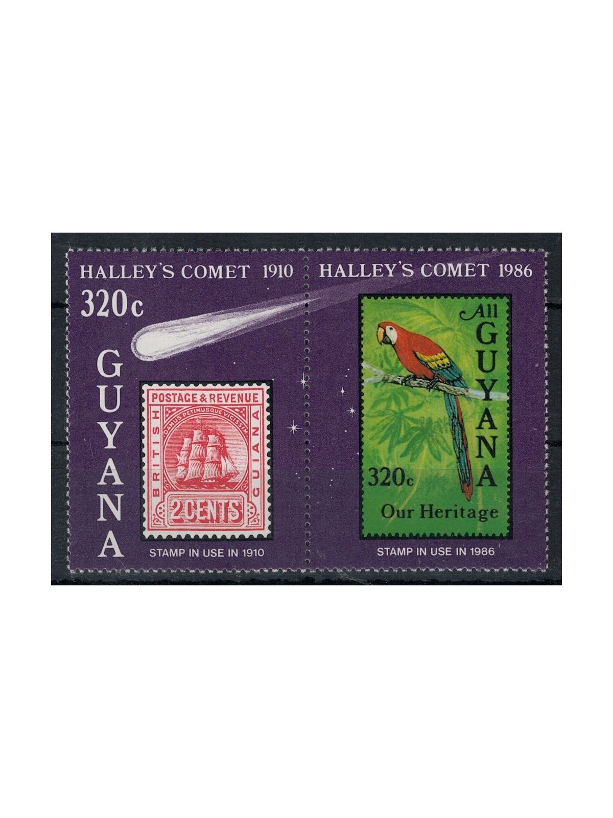 GUYANA 1986 Halley's Comet 2v MNH**