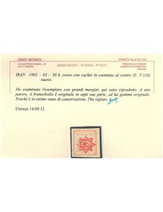 IRAN 1902-03 50k rosso MH* ©