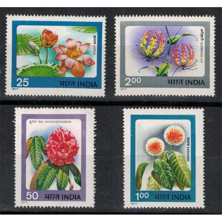 INDIA 1977 Clubs - Flowers 4v MNH**
