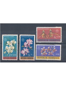 INDONESIA 1962 Giornata opere sociali, orchidee 4v MNH**