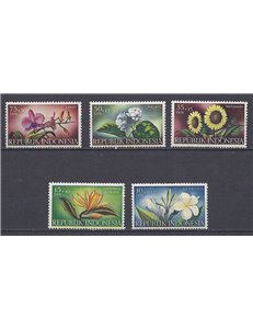 INDONESIA 1957 Pro charity works, flowers 5v MNH**