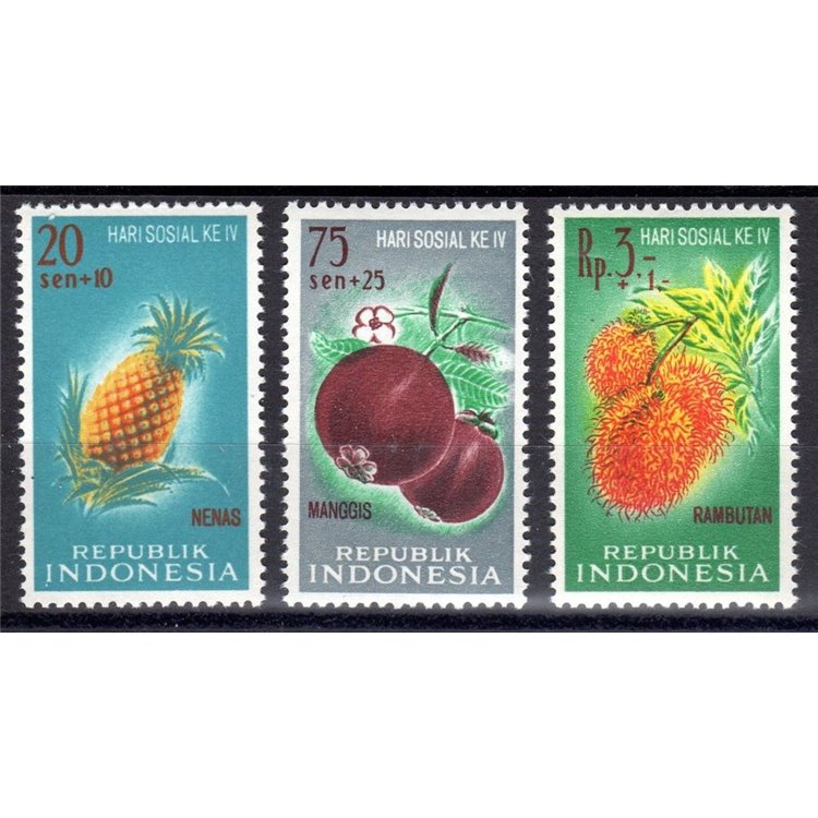INDONESIA 1961 Social Work Day, fruit 3v MNH**