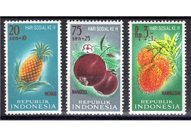 INDONESIA 1961 Social Work Day, fruit 3v MNH**