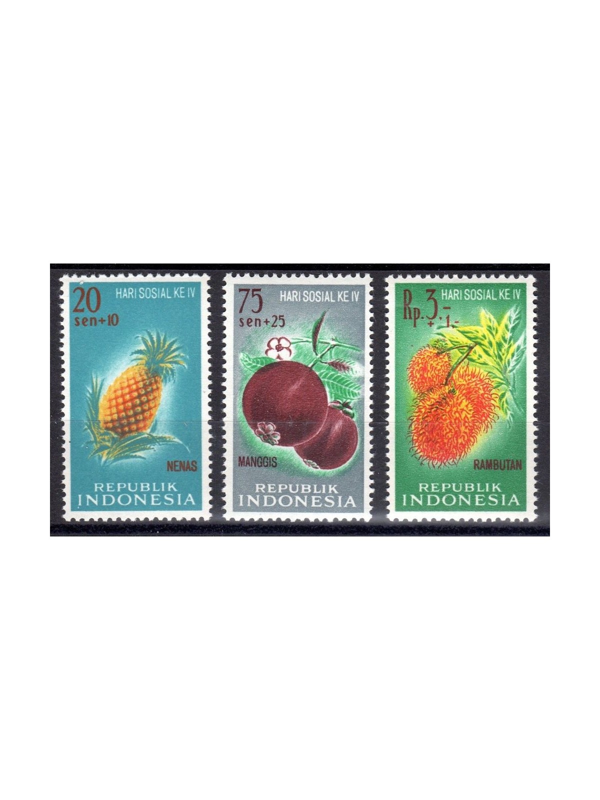 INDONESIA 1961 Social Work Day, fruit 3v MNH**