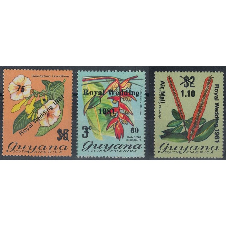 GUYANA 1982 Royal Wedding 3v MNH**