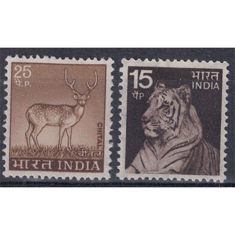 INDIA 1974 Ordinary set, fauna 2v MNH**
