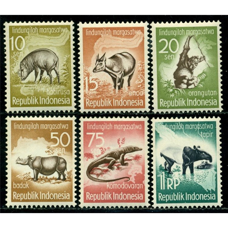 INDONESIA 1959 Animal Protection 6v MNH**