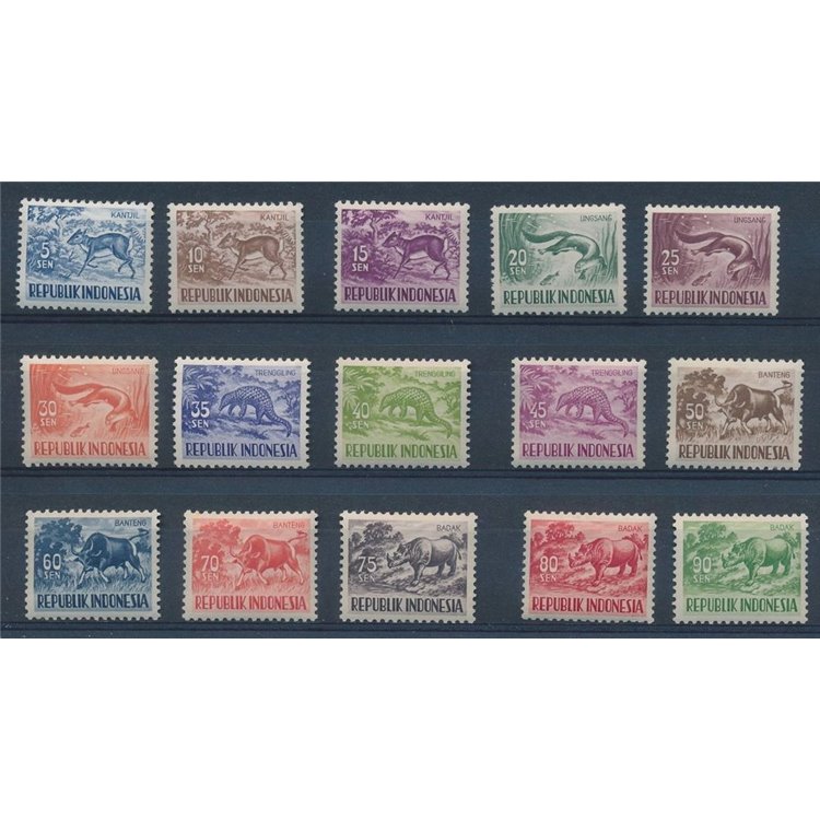 INDONESIA 1956-58 Fauna, animali 15v MNH**