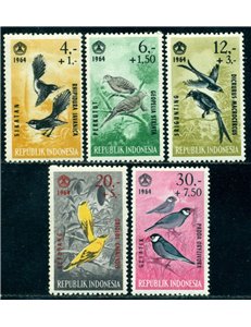 INDONESIA 1965 Pro charity works, birds 5v MNH**