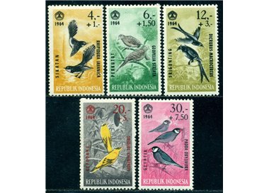 INDONESIA 1965 Pro charity works, birds 5v MNH**