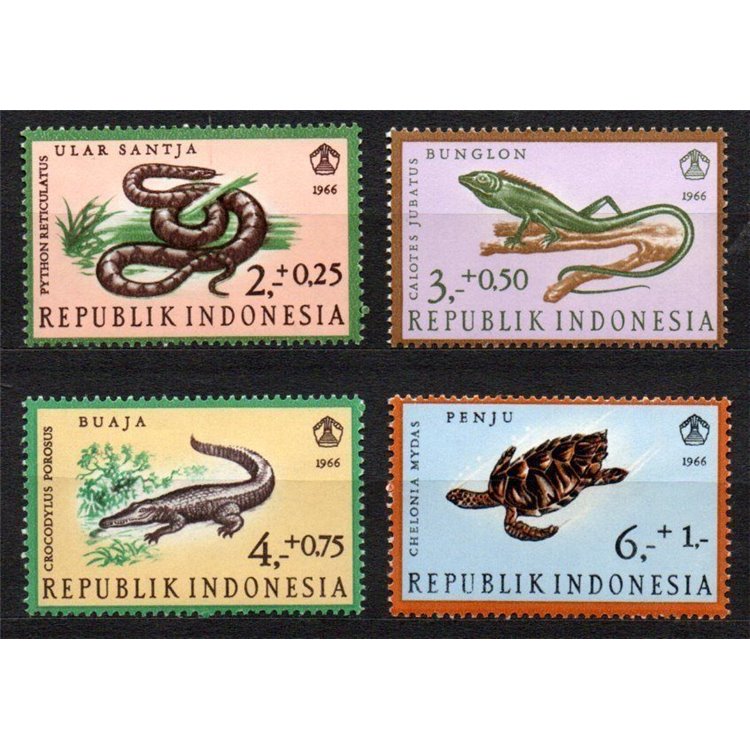 INDONESIA 1966 Pro works of charity, reptiles 4v MNH**