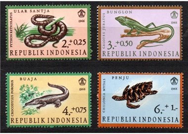 INDONESIA 1966 Pro works of charity, reptiles 4v MNH**