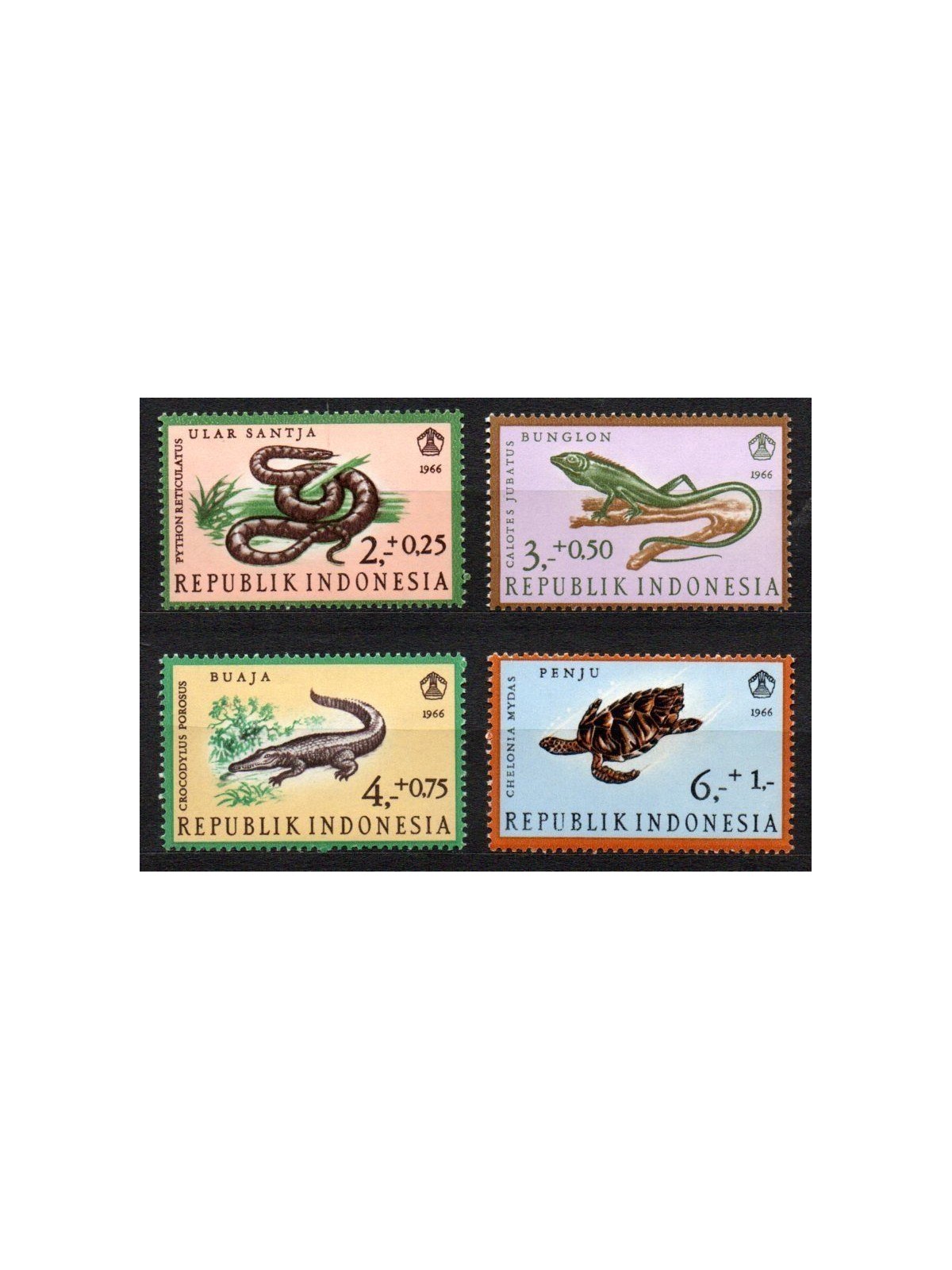 INDONESIA 1966 Pro works of charity, reptiles 4v MNH**
