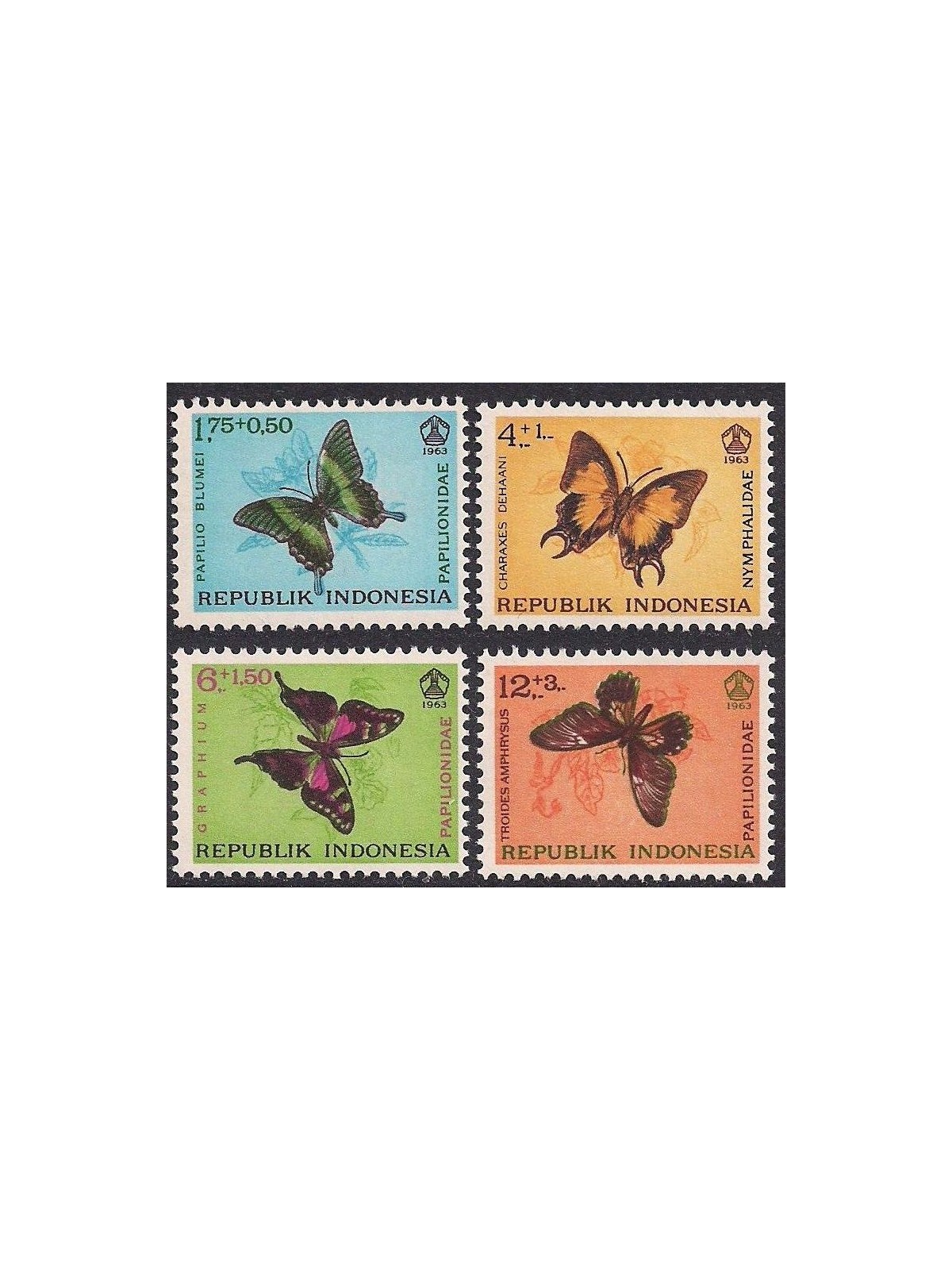 INDONESIA 1963 Various Butterflies 4v MNH**