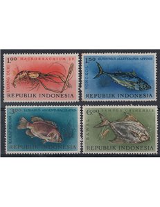 INDONESIA 1963 Crustaceans and fish 4v MNH**