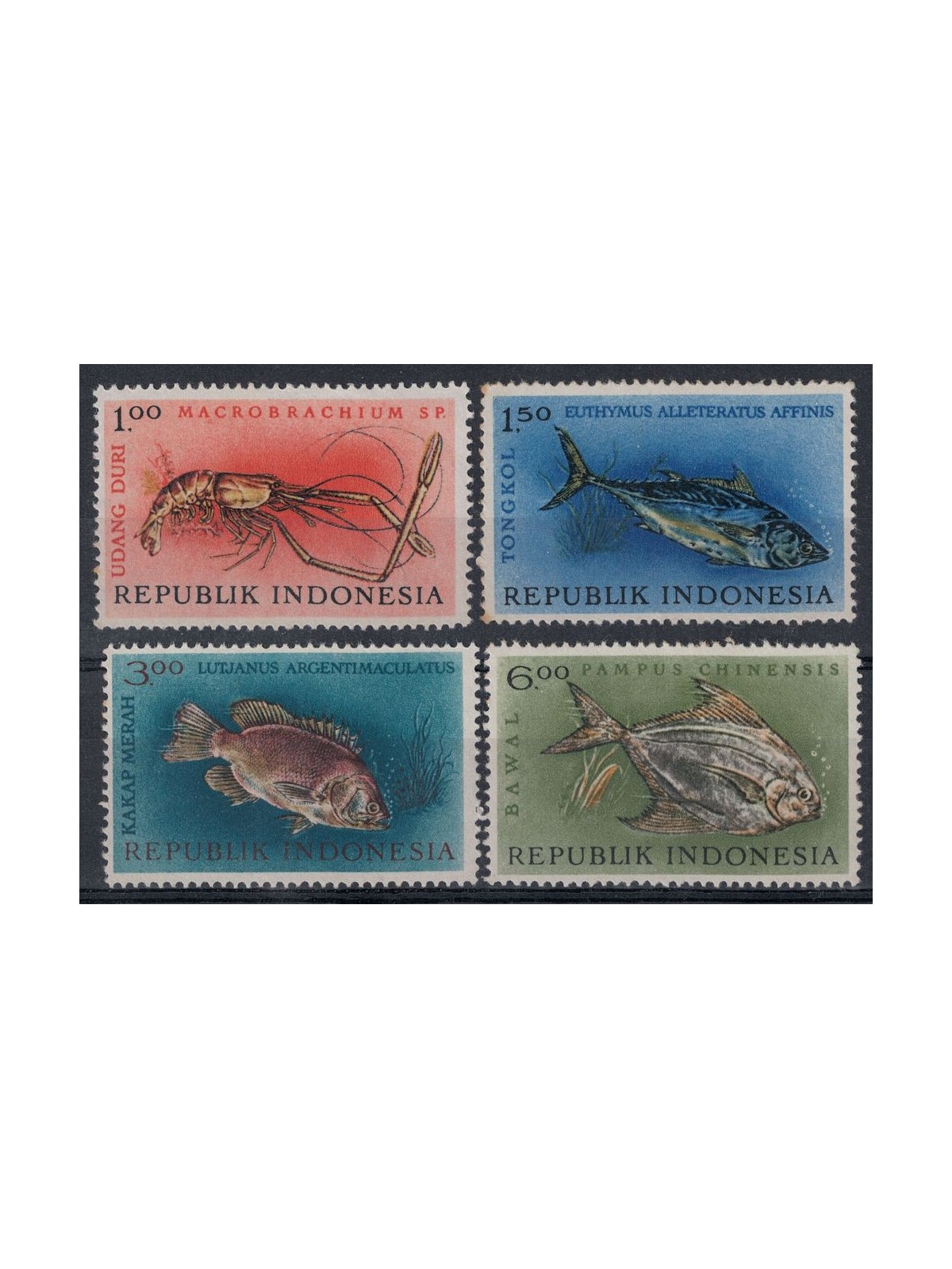 INDONESIA 1963 Crostacei e pesci 4v MNH**