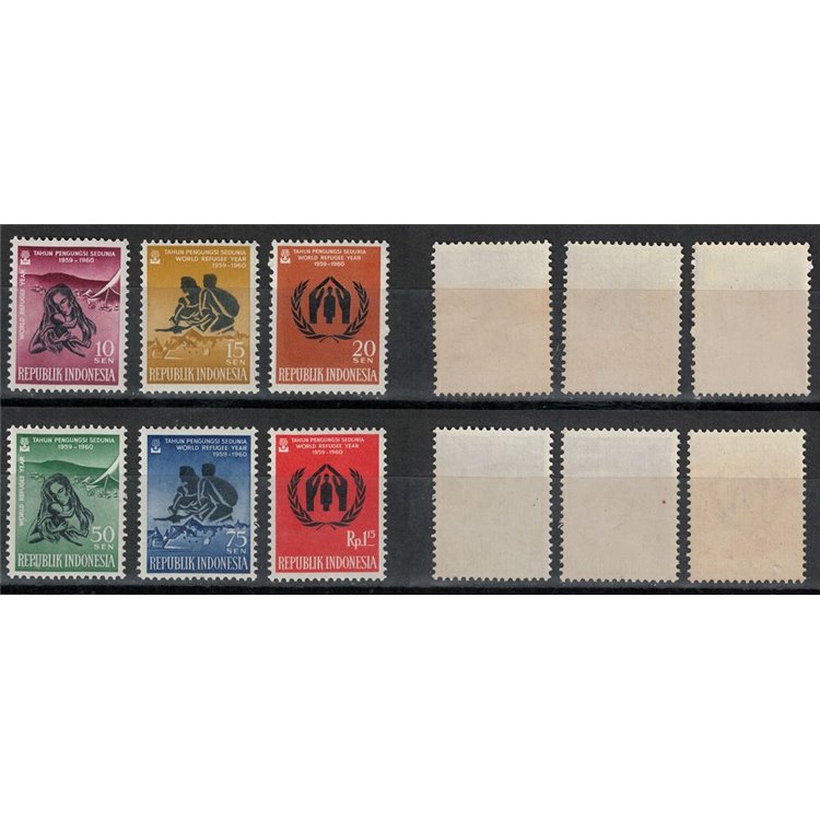 INDONESIA 1960 World Refugee Year 6v MNH**