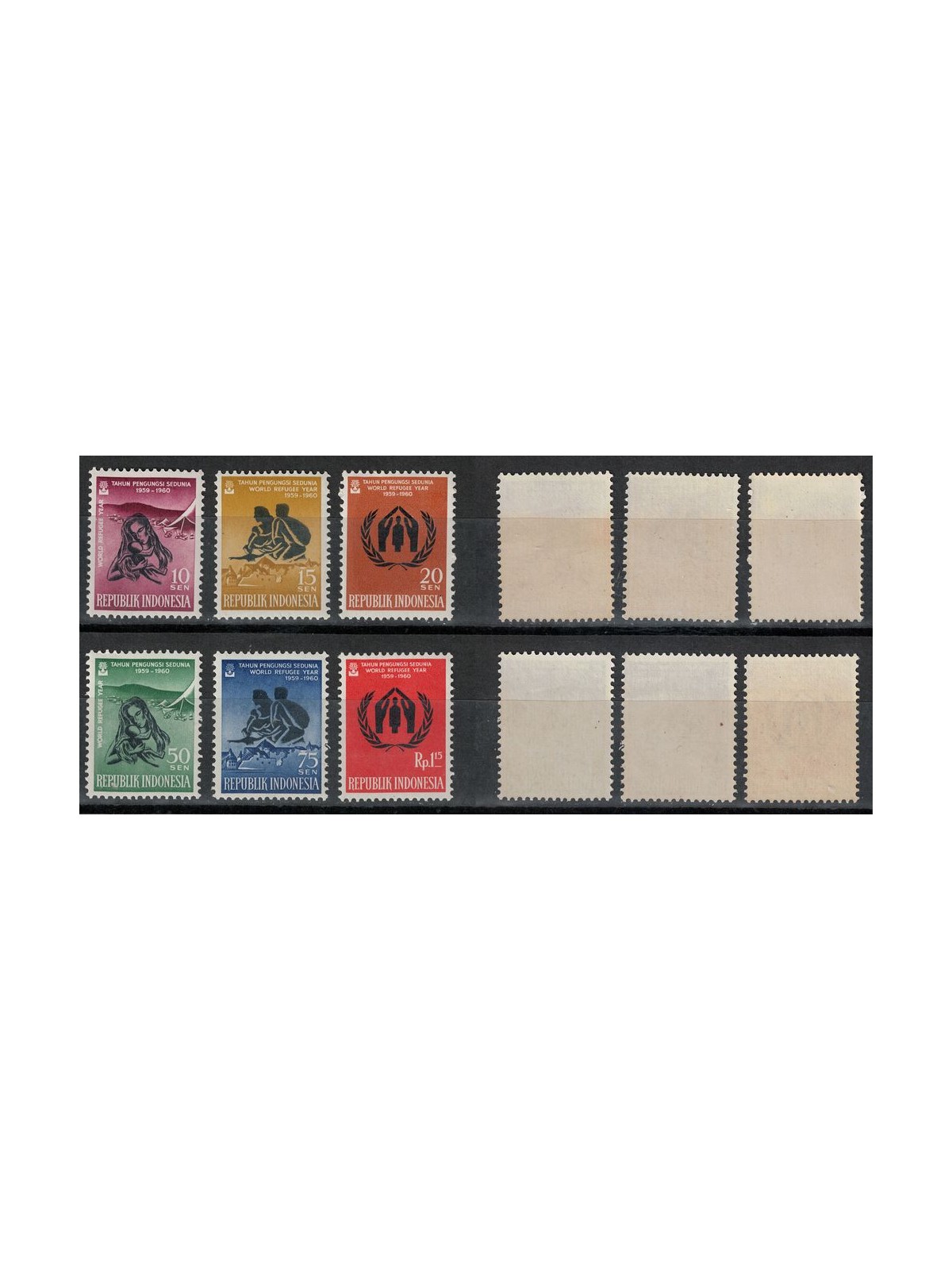 INDONESIA 1960 World Refugee Year 6v MNH**