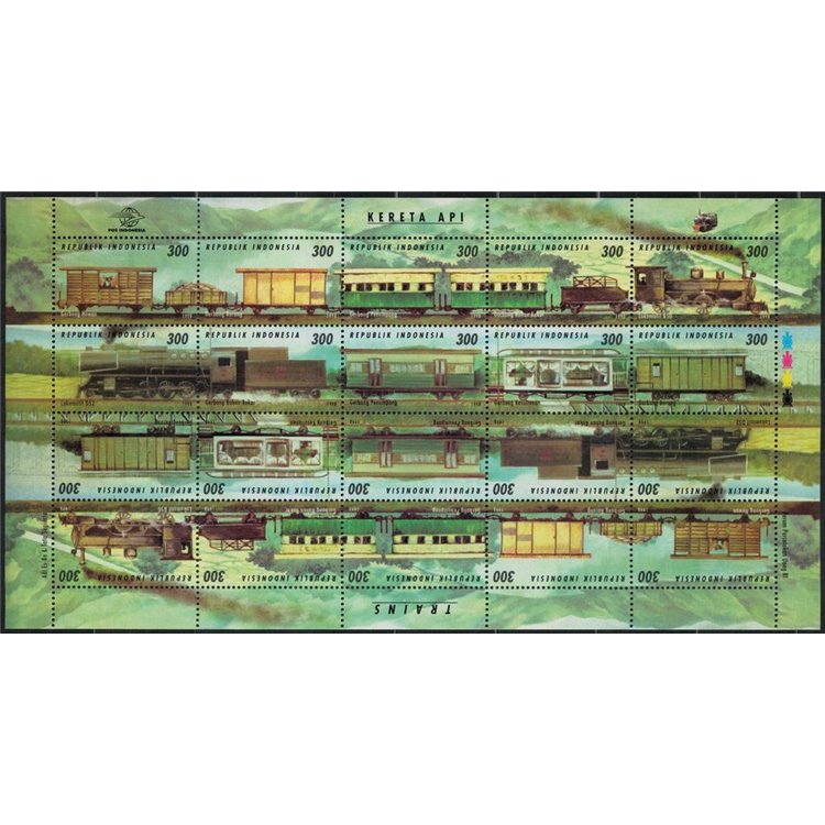 INDONESIA 1998 Trains, locomotives m/s MNH**