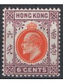 HONG KONG 1904-09 Edward VII 6c brown violet MH*