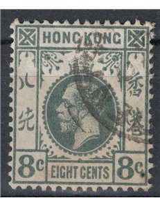 HONG KONG 1912-21 George V 8c gray us