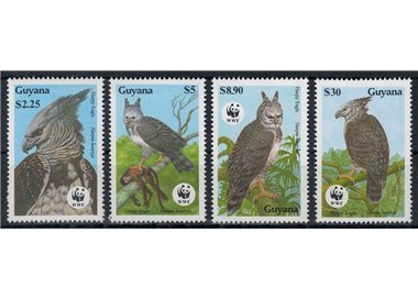 GUYANA 1990 Endangered Animals, Harpy Eagle 4v MNH**