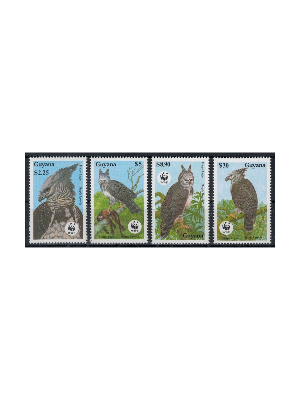 GUYANA 1990 Animali in via d'estinzione, aquila arpia 4v MNH**