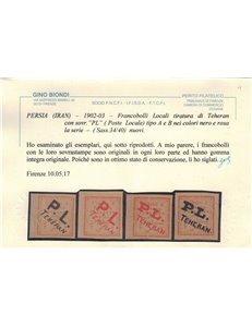 IRAN 1902-03 Soprastampati P.L. TEHERAN 4v MNH** ©