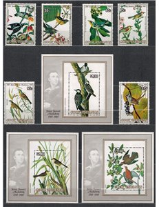 ISOLE COOK 1985 John James Audubon, uccelli 6v + 3 BF MNH**