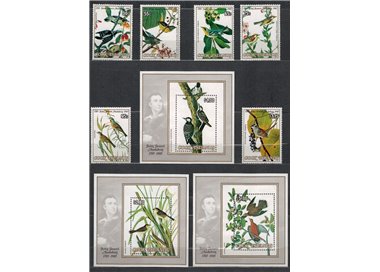 ISOLE COOK 1985 John James Audubon, uccelli 6v + 3 BF MNH**